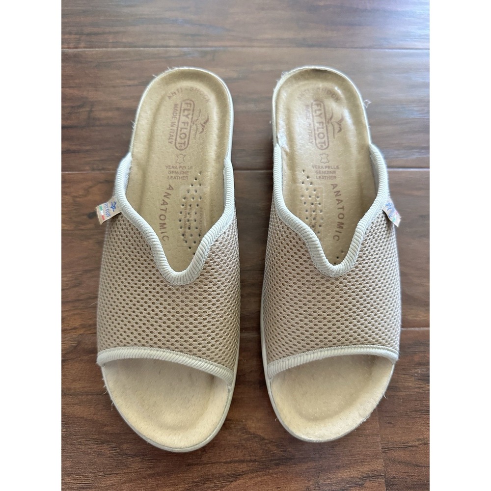 Fly Flot Antioch Beige Mesh Slide Sandals Anti-shock Size 38 Or 7.5 sandals